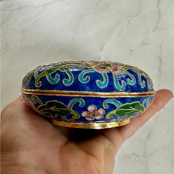 Stunning vintage cloisonné floral trinket box - Picture 7 of 7